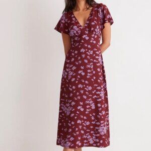 Madewell v Neck Flutter Sleeve Midi Dress - Size 6